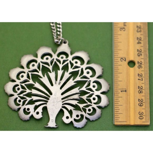 Vintage Large Peacock Pewter Necklace by Reed & Barton, 24 Inches, K28 - Picture 4 of 4
